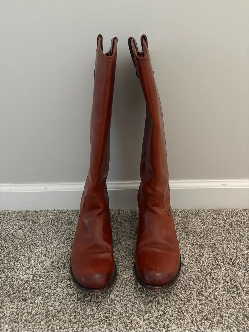 Frye Tall Leather Boots in Chestnut Brown